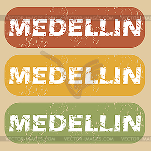 Vintage Medellin stamp set - vector image
