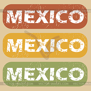 Vintage Mexico stamp set - vector clipart