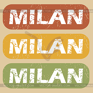 Vintage Milan stamp set - vector clipart