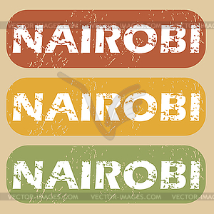 Vintage Nairobi stamp set - vector image