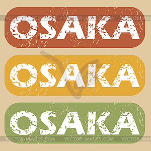 Vintage Osaka stamp set - vector clipart