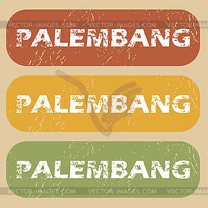 Vintage Palembang stamp set - color vector clipart