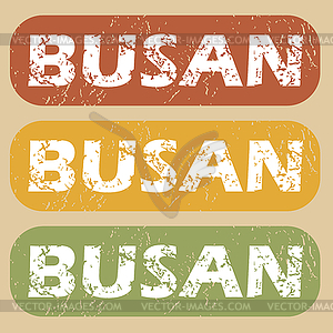 Vintage Busan stamp set - vector clip art