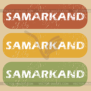 Vintage Samarkand stamp set - vector clipart