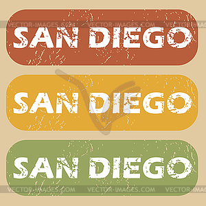 Vintage San Diego stamp set - vector clip art