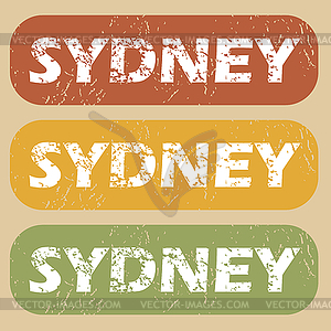 Vintage Sydney stamp set - vector image