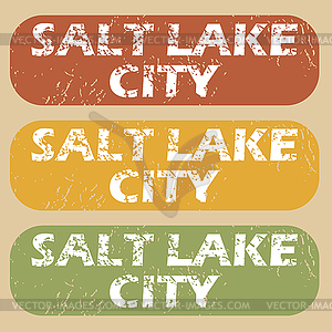 Vintage Salt Lake City stamps - vector clip art