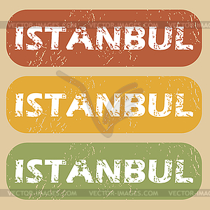 Vintage Istanbul stamp set - vector image