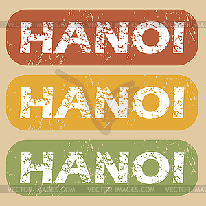 Vintage Hanoi stamp set - vector image