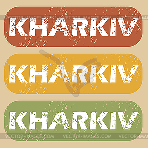 Vintage Kharkiv stamp set - royalty-free vector clipart