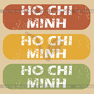 Vintage Ho Chi Minh stamps - vector image