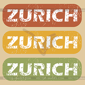 Vintage Zurich stamp set - vector clipart