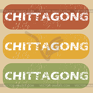 Vintage Chittagong stamp set - vector clip art