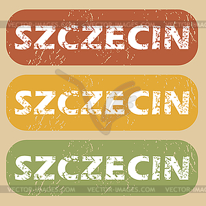 Vintage Szczecin stamp set - vector clip art