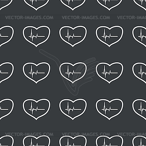 Straight black cardiology pattern - vector image