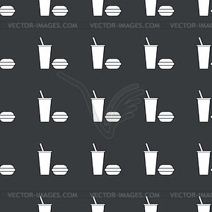 Straight black fast food pattern - vector image