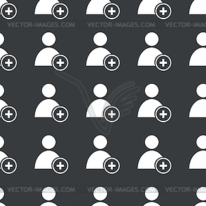 Straight black add user pattern - vector image