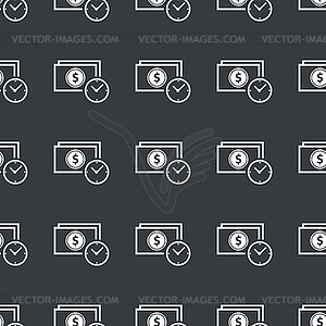 Straight black dollar time pattern - white & black vector clipart