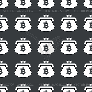 Straight black bitcoin purse pattern - white & black vector clipart