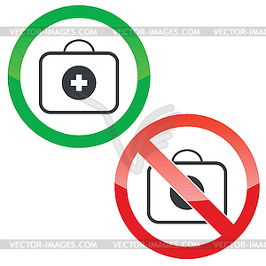 First aid permission signs set - vector image