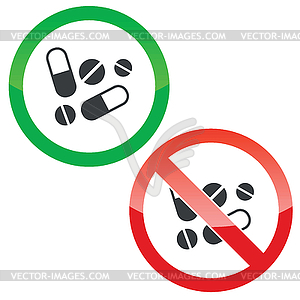 Medicine permission signs set - vector clipart