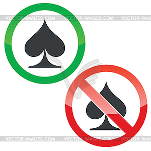 Spades permission signs set - vector clipart