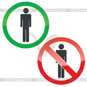 Man permission signs set - vector image