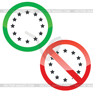 European Union permission signs set - vector clipart