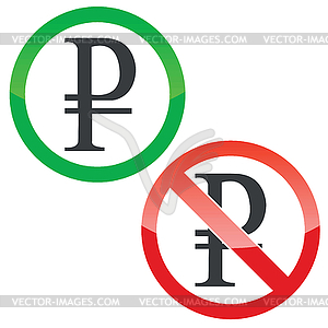 Ruble permission signs set - vector image