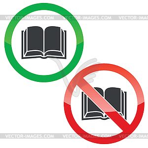 Book permission signs set - vector clipart