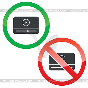 Mediaplayer permission signs set - vector clip art