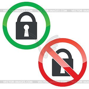 Lock permission signs set - vector image