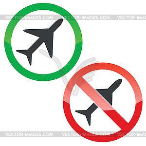 Plane permission signs set - royalty-free vector image