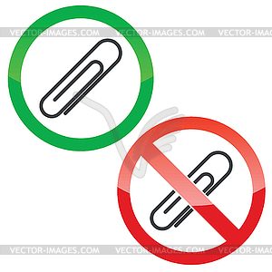 Paperclip permission signs set - vector image