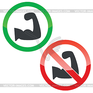 Bodybuilding permission signs set - vector image