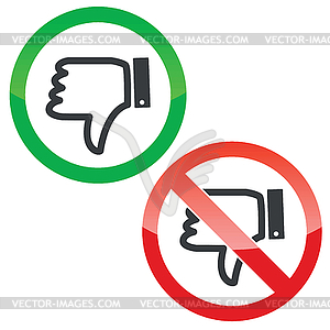 Dislike permission signs set - vector clipart