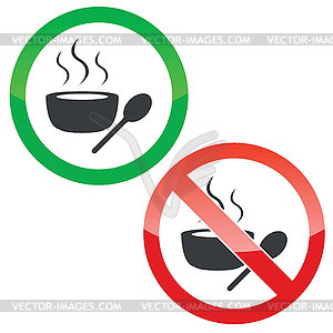 Hot soup permission signs set - vector image