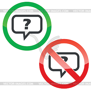 Question permission signs set - vector clip art