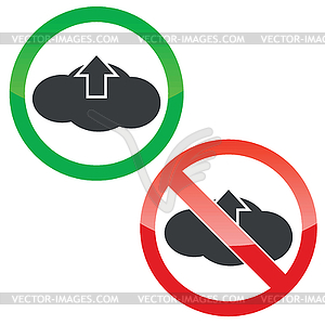 Cloud upload permission signs set - vector clip art