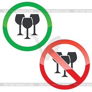 Wine permission signs set - royalty-free vector image