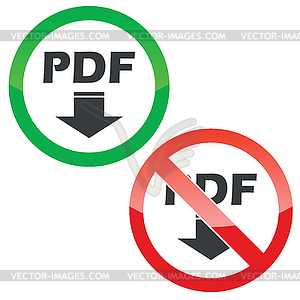 PDF download permission signs set - vector clipart