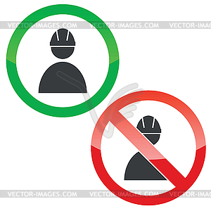 Builder permission signs set - vector image