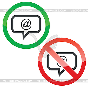 Mail message permission signs set - vector clipart