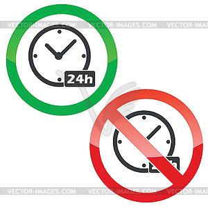 24h workhours разрешений знаки набор - векторный эскиз
