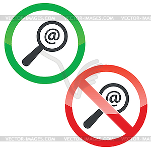 Mail search permission signs set - vector image