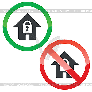 Lock house permission signs set - vector image