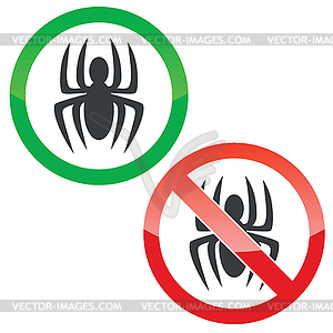 Spider permission signs set - vector image