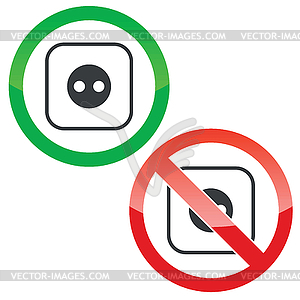 Socket permission signs set - vector image