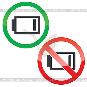 Low energy permission signs set - vector image