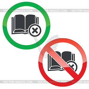 Remove book permission signs set - vector clip art